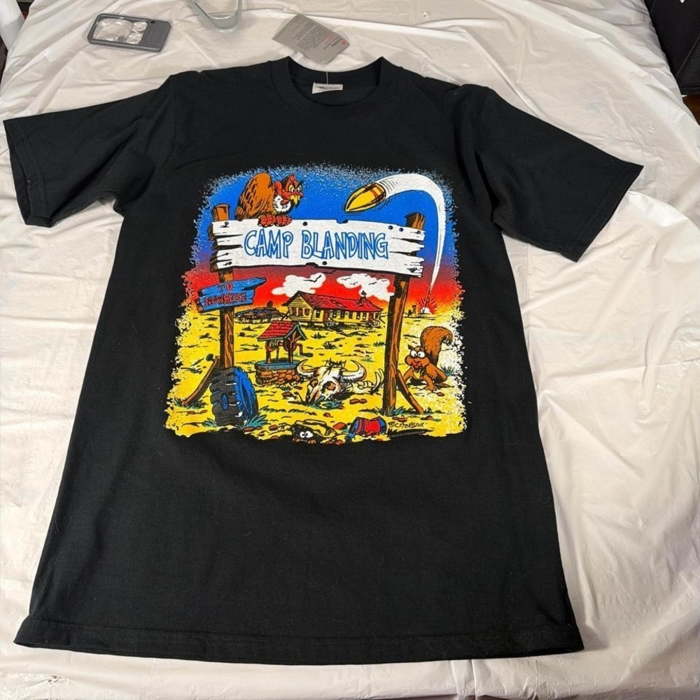 1990s‎ Camp Blanding graphic tee with a unique, faded look #90s sz m
